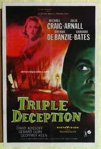 8t910 TRIPLE DECEPTION 1sh '56 artwork of Michael Craig, directed by Guy Green!