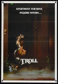 8t911 TROLL 1sh '85 wacky image of monster hiding behind door, produced by Albert Band!
