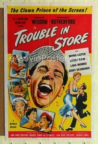 8t914 TROUBLE IN STORE 1sh '53 Norman Wisdom, the English clown prince of the screen!