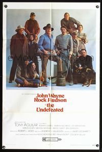 8t927 UNDEFEATED 1sh '69 cool image of John Wayne & Rock Hudson!