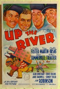 8t937 UP THE RIVER 1sh '38 Preston Foster, wacky art of prisoners escaping!
