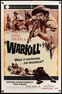 8t953 WARKILL 1sh '68 George Montgomery, Tom Drake, WWII action art, was it heroism or murder?