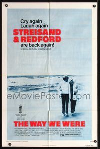 8t955 WAY WE WERE 1sh R75 Barbra Streisand & Robert Redford walk on the beach!