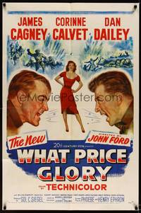 8t965 WHAT PRICE GLORY 1sh '52 James Cagney, Corinne Calvet, Dan Dailey, directed by John Ford!