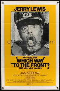 8t970 WHICH WAY TO THE FRONT 1sh '70 wacky c/u of Jerry Lewis as German general w/monocle!