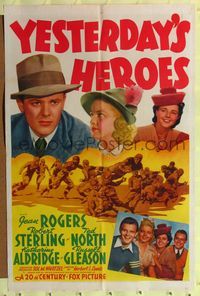 8t993 YESTERDAY'S HEROES 1sh '40 Jean Rogers, Robert Sterling, old-time football art!