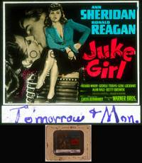 8v045 JUKE GIRL glass slide '42 most classic image of smoking bad girl Ann Sheridan, Ronald Reagan