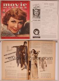 8v083 MOVIE MIRROR magazine November 1937, super close up of Claudette Colbert by James Doolittle!