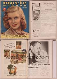 8v081 MOVIE MIRROR magazine September 1937, great portrait of Ginger Rogers by James Doolittle!