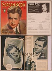 8v092 SCREEN BOOK magazine August 1938, close up of Richard Greene, Hollywood's new heart-breaker!