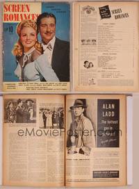 8v122 SCREEN ROMANCES magazine February 1943, art of pretty Janet Blair & Don Ameche in tuxedo!