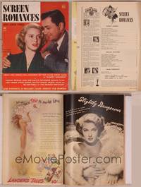 8v126 SCREEN ROMANCES magazine June 1943, c/u Lana Turner & Robert Young from Slightly Dangerous!