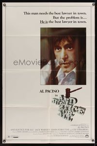 8w041 AND JUSTICE FOR ALL 1sh '79 directed by Norman Jewison, Al Pacino is out of order!