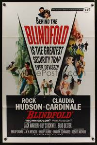 8w081 BLINDFOLD 1sh '66 Rock Hudson, Claudia Cardinale, greatest security trap ever devised!