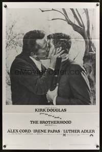 8w108 BROTHERHOOD 1sh '68 Kirk Douglas gives the kiss of death to Alex Cord!