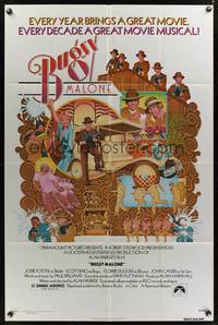8w115 BUGSY MALONE 1sh '76 Jodie Foster, Scott Baio, cool art of juvenile gangsters by C. Moll!