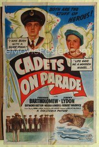 8w121 CADETS ON PARADE pbacked 1sh '42 art of Freddie Bartholomew, Jimmy Lydon & cute dog!