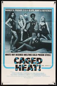 8w122 CAGED HEAT 1sh '74 first Jonathan Demme, sexy bad girls in prison!