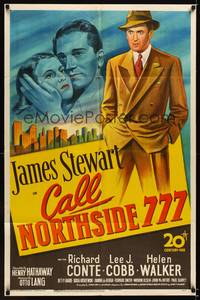 8w123 CALL NORTHSIDE 777 1sh '48 full-length image of James Stewart, plus Conte & Walker!