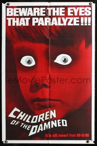 8w141 CHILDREN OF THE DAMNED 1sh '64 beware the creepy kid's eyes that paralyze!