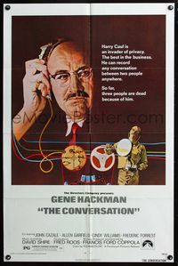 8w168 CONVERSATION 1sh '74 Gene Hackman is an invader of privacy, Francis Ford Coppola