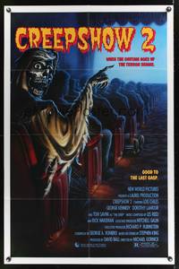 8w171 CREEPSHOW 2 1sh '87 Tom Savini, great Winters artwork of skeleton guy in theater!