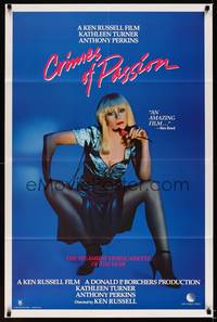 8w172 CRIMES OF PASSION video 1sh '84 Ken Russell, Kathleen Turner is China Blue, total slut!