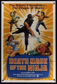 8w188 DEATH MASK OF THE NINJA 1sh '87 cool ninja art, the master executioner, dragon of death!