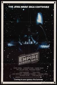 8w236 EMPIRE STRIKES BACK advance 1sh '80 George Lucas sci-fi classic, cool image of Darth Vader!
