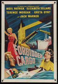 8w280 FORBIDDEN CARGO English 1sh '56 drug smuggling, cool film noir artwork!