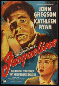 8w428 JACQUELINE English 1sh '56 cool film noir artwork of John Gregson!