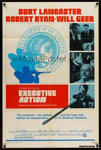 8w245 EXECUTIVE ACTION 1sh '73 Burt Lancaster, Robert Ryan, JFK assassination!