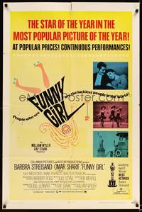8w288 FUNNY GIRL 1sh '69 Barbra Streisand, Omar Sharif, directed by William Wyler!