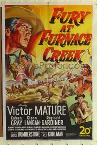 8w290 FURY AT FURNACE CREEK 1sh '48 Victor Mature & Coleen Gray western!