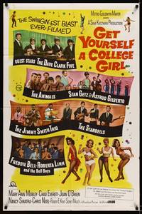 8w300 GET YOURSELF A COLLEGE GIRL 1sh '64 hip-est happiest rock & roll show, Dave Clark 5 & more!