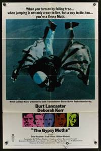 8w336 GYPSY MOTHS style B 1sh '69 Burt Lancaster, John Frankenheimer, cool sky diving image!