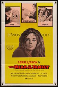 8w351 HEAD OF THE FAMILY 1sh '69 Nino Manfredi, Leslie Caron is wife, breadwinner, & lover!