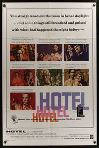 8w373 HOTEL 1sh '67 from Arthur Hailey's novel, Rod Taylor, Catherine Spaak, Karl Malden!