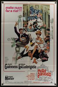 8w374 HOTEL PARADISO 1sh '66 wacky Frank Frazetta art of Alec Guinness & sexy Gina Lollobrigida!