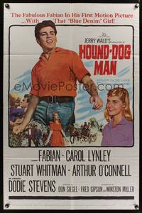 8w375 HOUND-DOG MAN 1sh '59 Fabian starring in his first movie with pretty Carol Lynley!