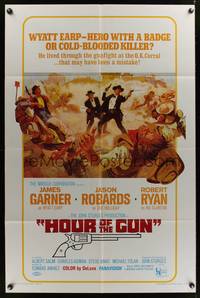 8w377 HOUR OF THE GUN 1sh '67 James Garner as Wyatt Earp, John Sturges, was he a hero or killer?