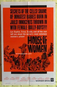 8w384 HOUSE OF WOMEN 1sh '62 Walter Doniger, women's prison, wild female convicts!