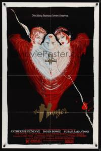 8w394 HUNGER 1sh '83 art of vampire Catherine Deneuve, rocker David Bowie & Susan Sarandon!