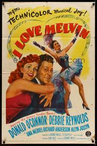 8w400 I LOVE MELVIN 1sh '53 great romantic art of Donald O'Connor & Debbie Reynolds!