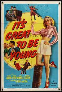 8w425 IT'S GREAT TO BE YOUNG 1sh '46 sexy Leslie Brooks & teen swing dancers!