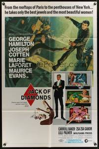 8w426 JACK OF DIAMONDS 1sh '67 George Hamilton steals jewels & sexy women from Paris to New York!