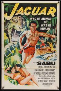 8w429 JAGUAR 1sh '55 Barton MacLane lays with sexy Chiquita, art of Sabu in jungle!