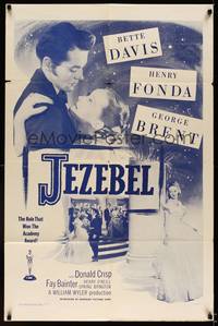 8w435 JEZEBEL 1sh R56 Bette Davis, Henry Fonda, George Brent, directed by William Wyler!