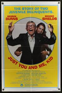 8w445 JUST YOU & ME, KID 1sh '79 great image of laughing George Burns & young Brooke Shields!