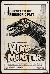 8w454 KING MONSTER 1sh '76 Robert White, Basil Bradbury, artwork of dinosaur monster!